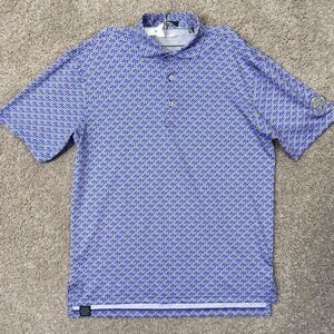 Turtleson Polo Shirt Mens Medium Blue Floral Walnut Creek Country Club EUC